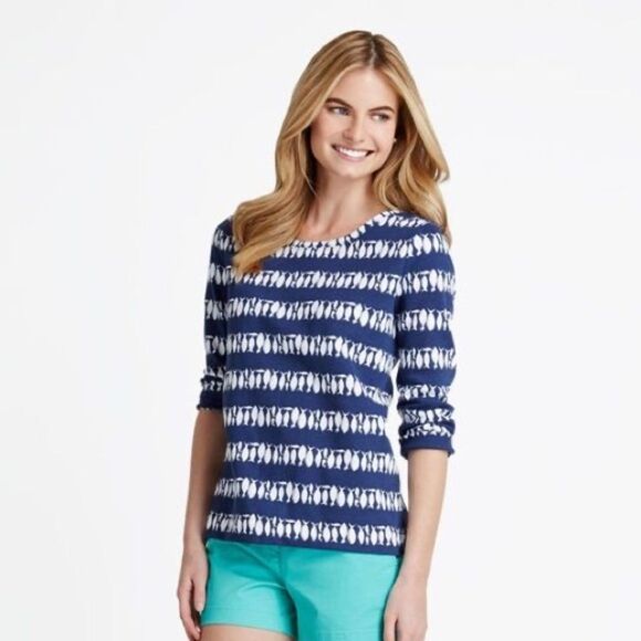 Vineyard Vines Women's 3/4 sleeve fish stripe print tunic Size Small - Picture 1 of 8